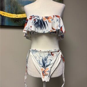 L*Space Floral Off-Shoulder Bikini - White and Orange